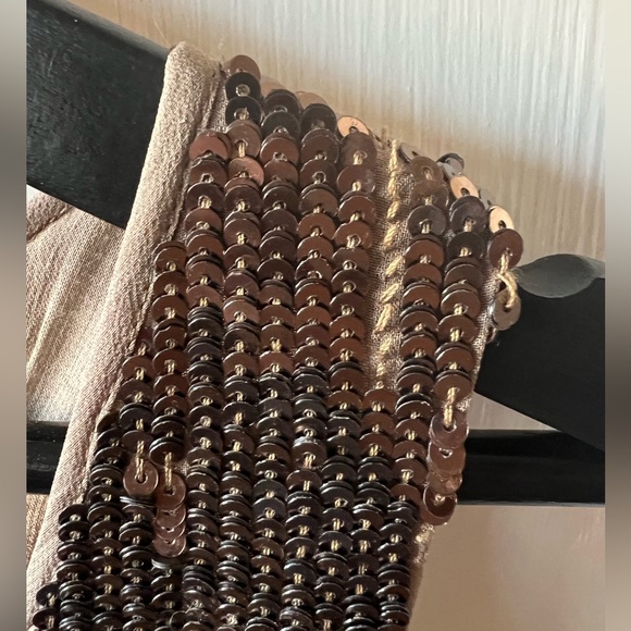 Nicole Miller | Bronze Sequin Silk Shift Mini Dress - Picture 3 of 7